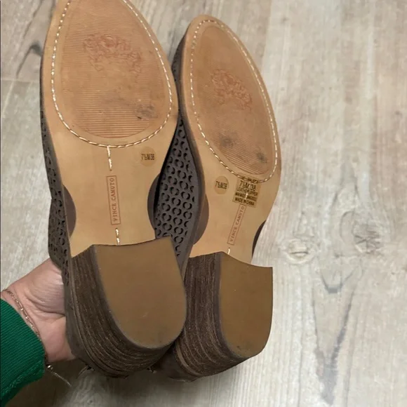 Vince Camuto Brown Perforated Sueded Leather Ankle Boots - Picture 7 of 10